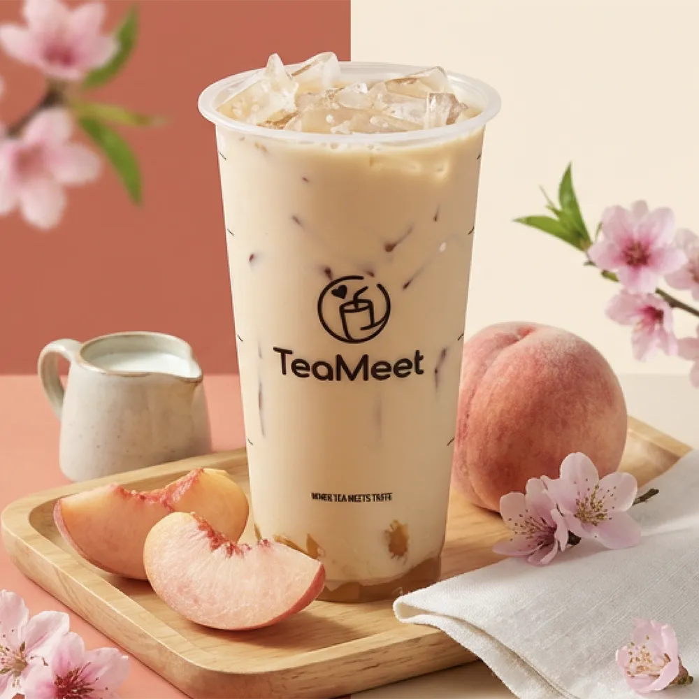 peach milk tea at TeaMeet, Bubble Tea Shop in Granite Bay